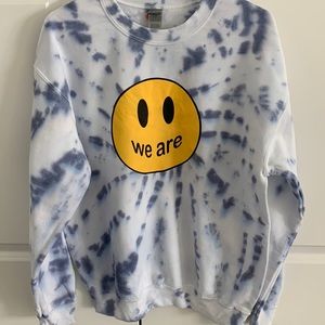 Penn State tie dye sweatshirt with “ Drew” happy face